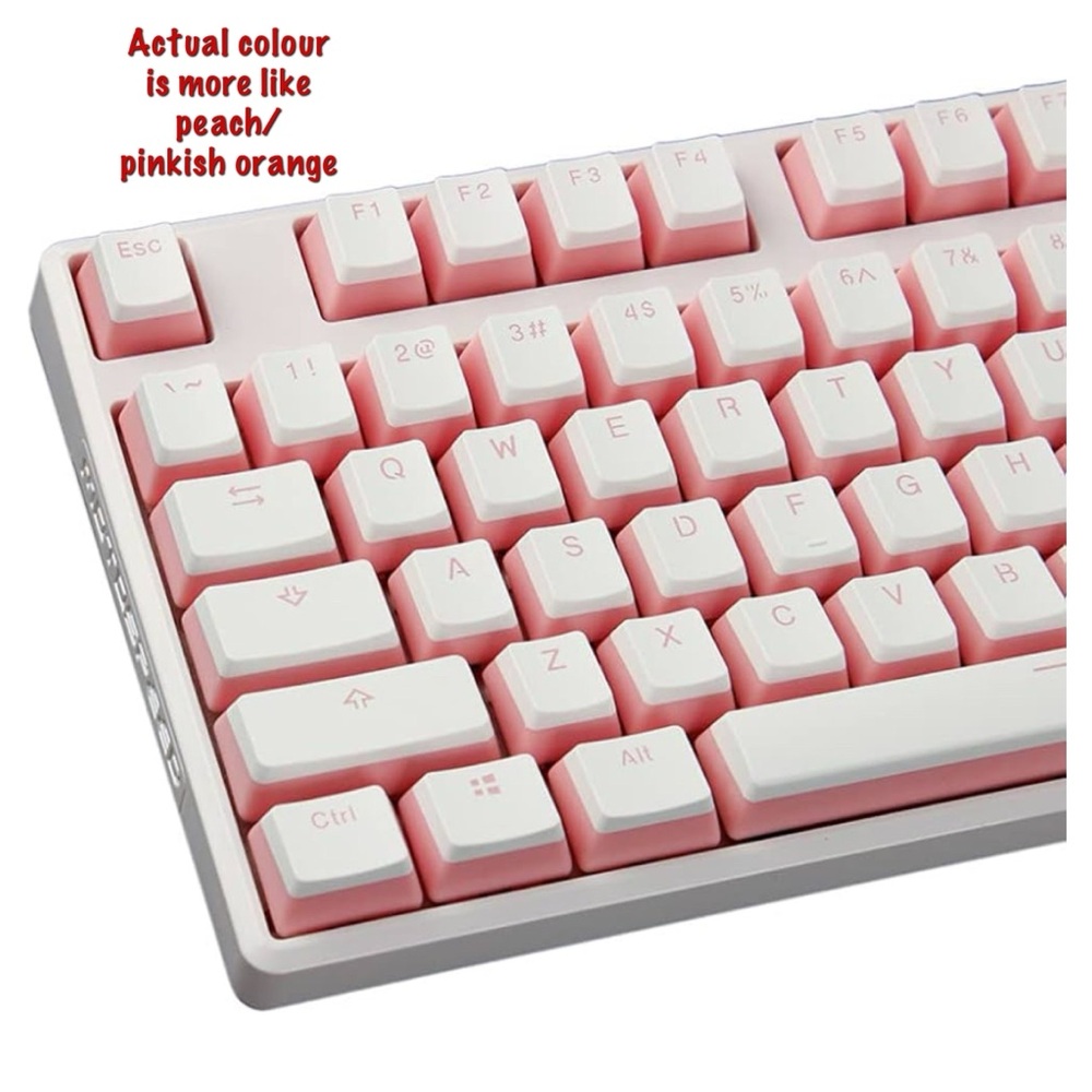 👯‍♀️Host Pick⚡️PBT Peach White Pudding Key Caps- Compact Tenkeyless